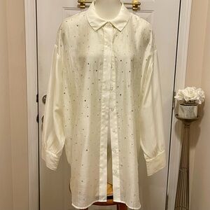 BAILEY 44 SEMI SHEER BLOUSE MISSES SIZE XL NWT CRYSTAL EMBELLISHMENT